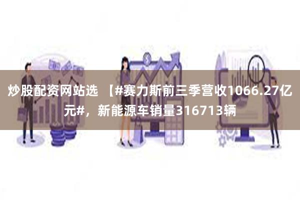 炒股配资网站选 【#赛力斯前三季营收1066.27亿元#，新能源车销量316713辆